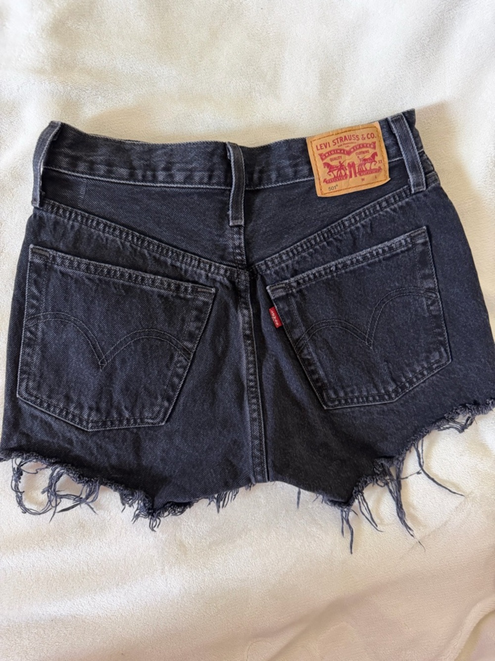Levi's Black Cutoff Denim Shorts with Frayed Hem